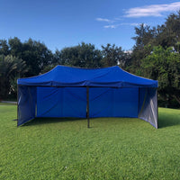 Toldo 6x3 m. Resistente Plegable y Reforzado. Color Azul