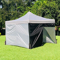 Toldo 3x3 Gris con 3 Paredes lisas y 1 de Zipper Marca MrToldo