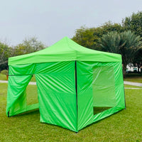 Toldo 3x3 Verde con 2 paredes con ventanas 1 lisa y 1 zipper Marca MrToldo