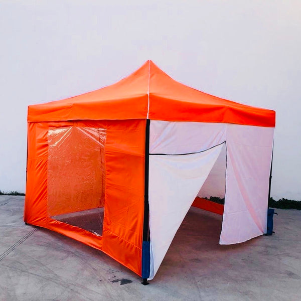 Toldo 3x3 Naranja 2 Paredes con Ventanas 1 Lisa y Zipper Marca MrToldo