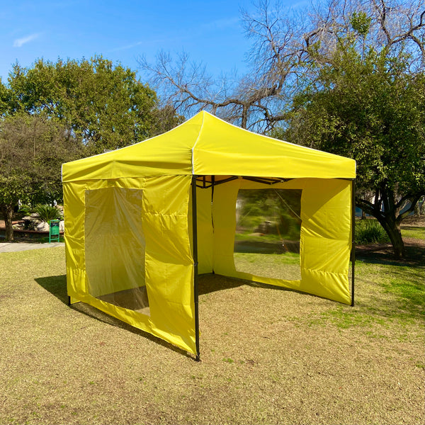 Toldo 3x3 Color Amarillo 2 Paredes con ventanas y 1 pared Lisa Marca MrToldo