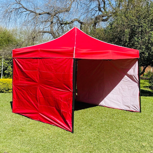 Toldo 3x3 Rojo con 3 paredes lisas Marca MrToldo.