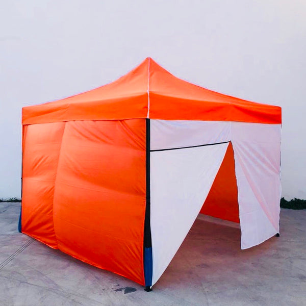 Toldo 3x3 Naranja con 3 Paredes lisas y 1 Zipper Marca MrToldo