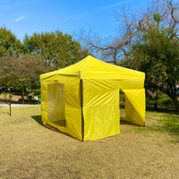 Toldo 3x3 Amarillo con 2 Paredes con Ventanas 1 Pared Lisa 1 Pared de Zipper Marca MrToldo