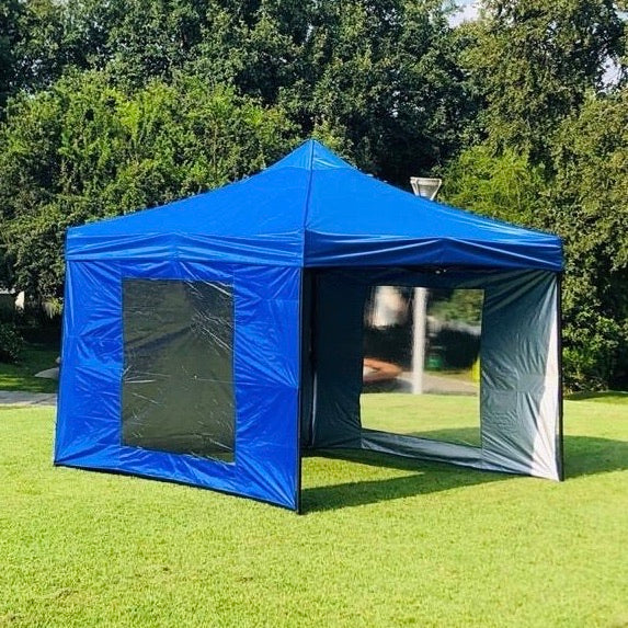 Toldo 3x3 Azul 2 Paredes con Ventanas y 1 Lisa Marca MrToldo